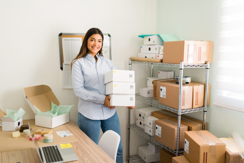 Young woman owner of an online beauty shop