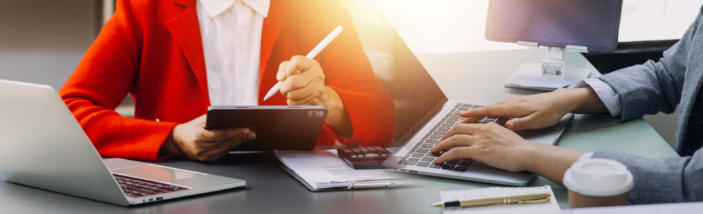 casual businessman Working using mobile phone typing computer mo
